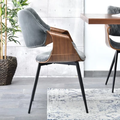 Designer Esszimmerstuhl NENET - Walnuss/Grau/Schwarz