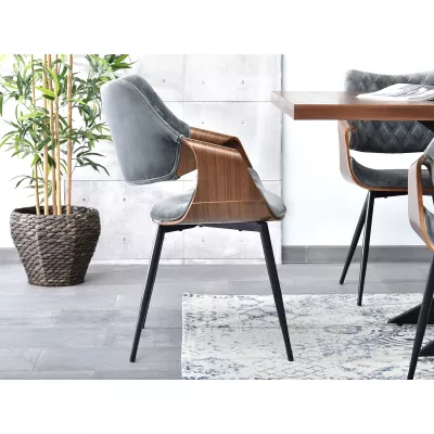 Designer Esszimmerstuhl NENET - Walnuss/Grau/Schwarz