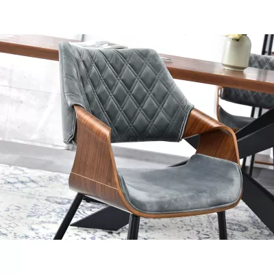 Designer Esszimmerstuhl NENET - Walnuss/Grau/Schwarz