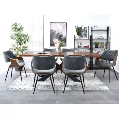 Designer Esszimmerstuhl NENET - Walnuss/Grau/Schwarz