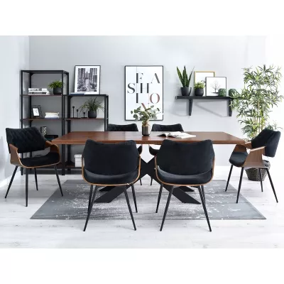 Designer Esszimmerstuhl NENET - Walnuss / Schwarz