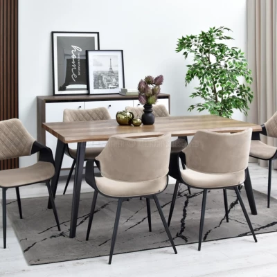 Designer Esszimmerstuhl NENET - schwarz / beige