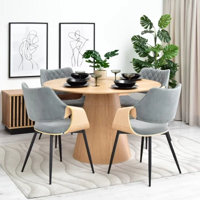 Designer Esszimmerstuhl NENET - Eiche/Grau/Schwarz