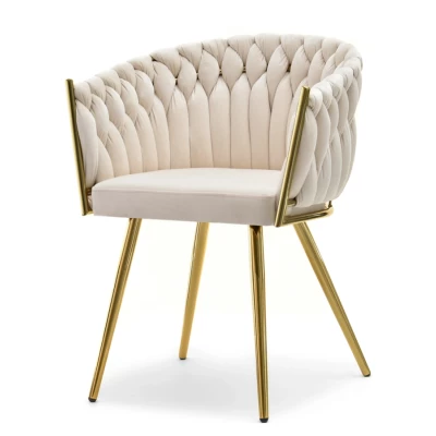 ALMA gepolsterter Esszimmerstuhl - beige / gold