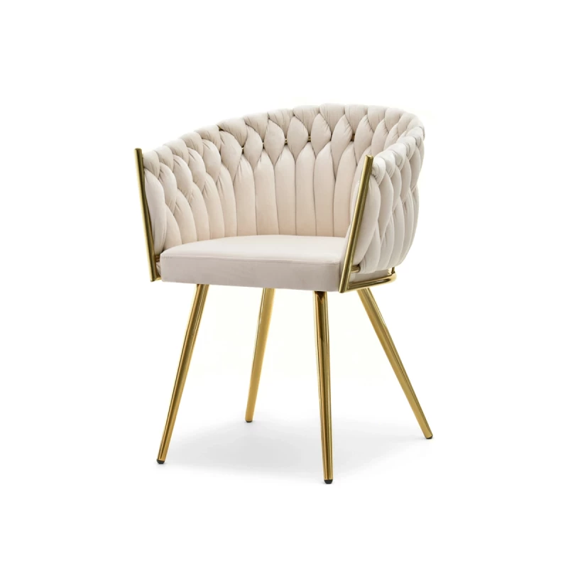 ALMA gepolsterter Esszimmerstuhl - beige / gold