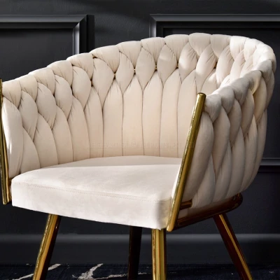 ALMA gepolsterter Esszimmerstuhl - beige / gold