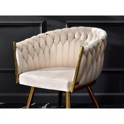 ALMA gepolsterter Esszimmerstuhl - beige / gold