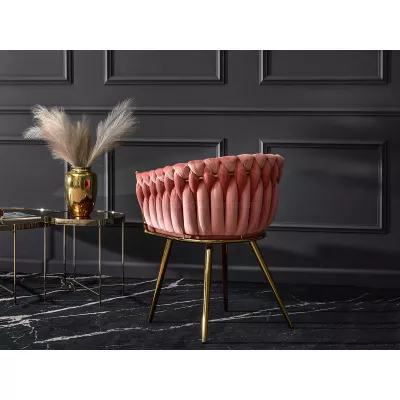 ALMA gepolsterter Esszimmerstuhl - rosa / gold