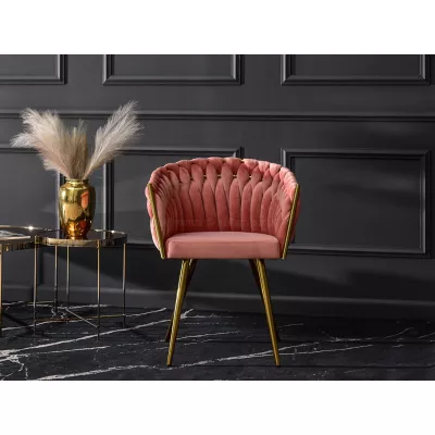 ALMA gepolsterter Esszimmerstuhl - rosa / gold