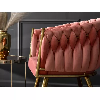 ALMA gepolsterter Esszimmerstuhl - rosa / gold