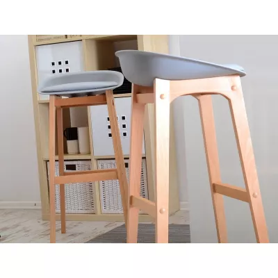 Barhocker SACHA - graues Ökoleder / Buche