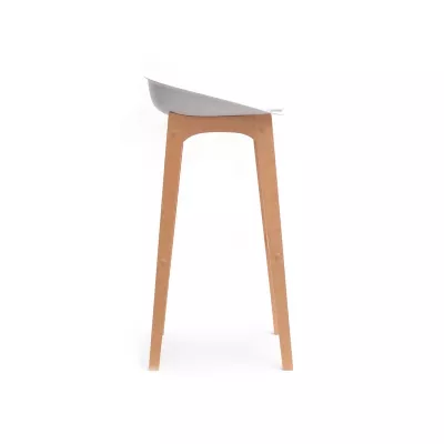 Barhocker SACHA - weißes Ökoleder / Buche