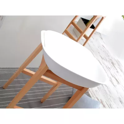 Barhocker SACHA - weißes Ökoleder / Buche