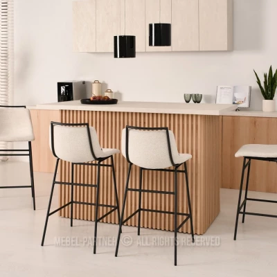 LATIFA gepolsterter Barhocker - creme / schwarz