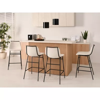 LATIFA gepolsterter Barhocker - creme / schwarz