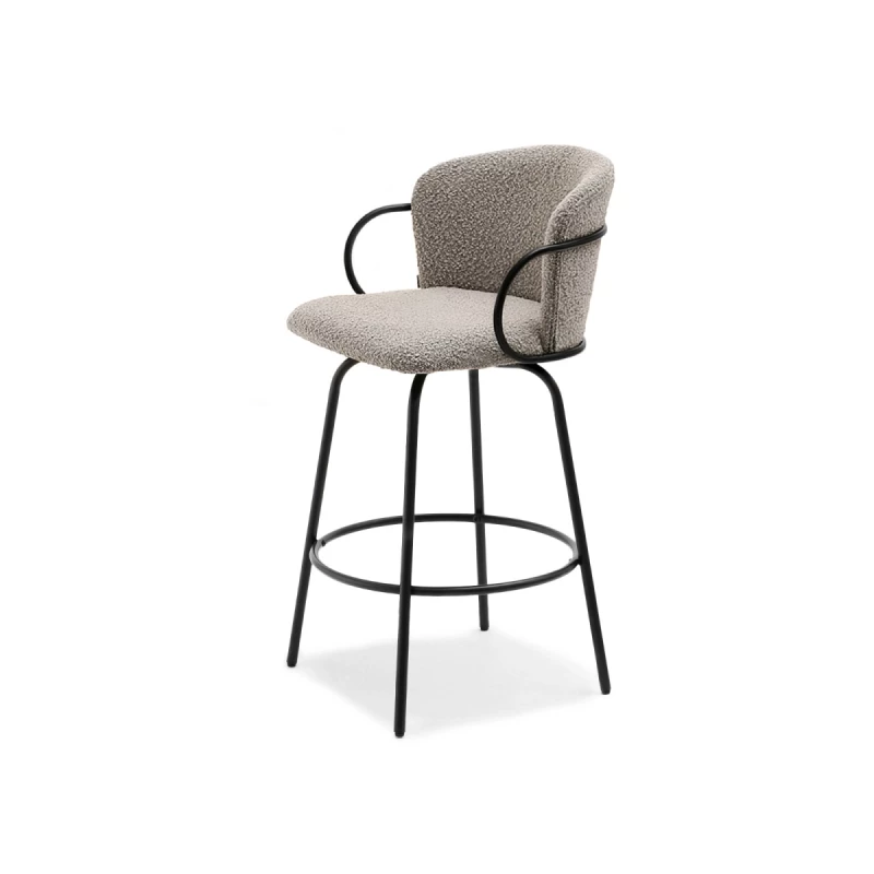 Barhocker MAKRINA - hellbeige / schwarz