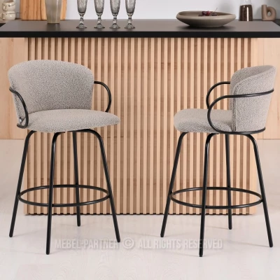 Barhocker MAKRINA - hellbeige / schwarz