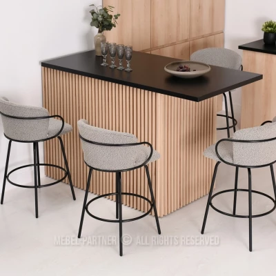 Barhocker MAKRINA - hellbeige / schwarz
