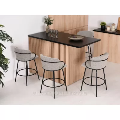 Barhocker MAKRINA - hellbeige / schwarz