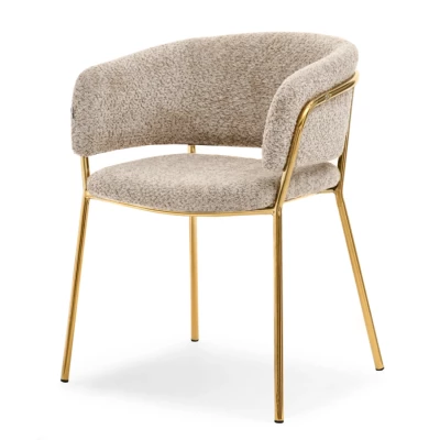ANGELI Polsterstuhl für Esszimmer – Dunkelbeige/Gold