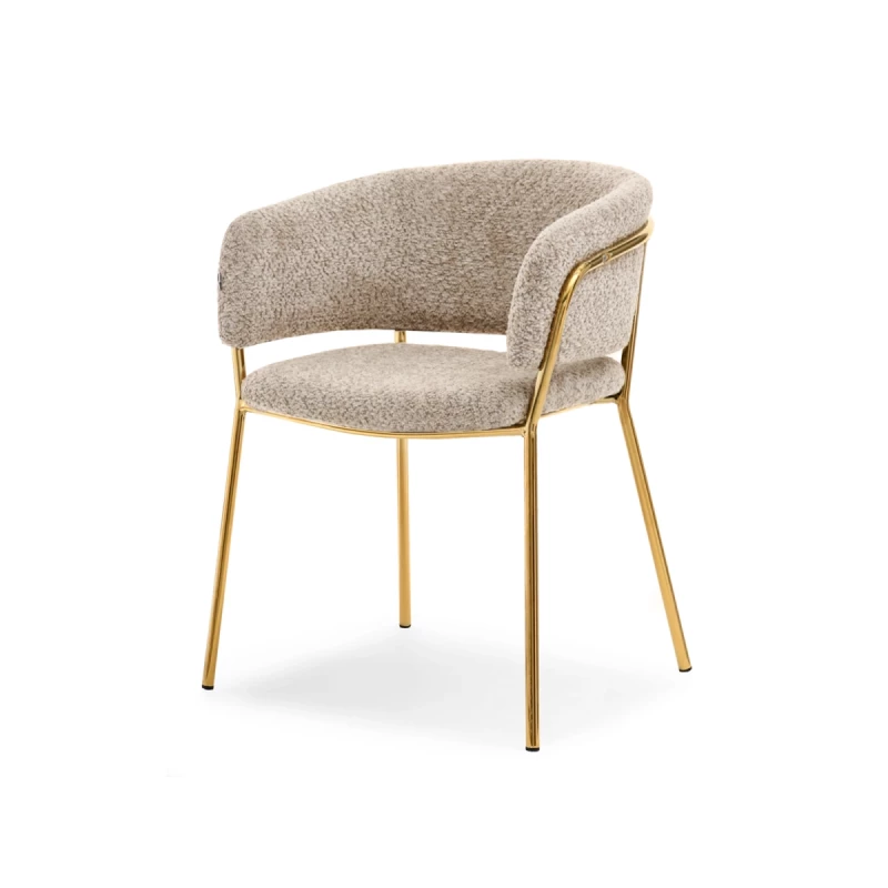 ANGELI Polsterstuhl für Esszimmer – Dunkelbeige/Gold