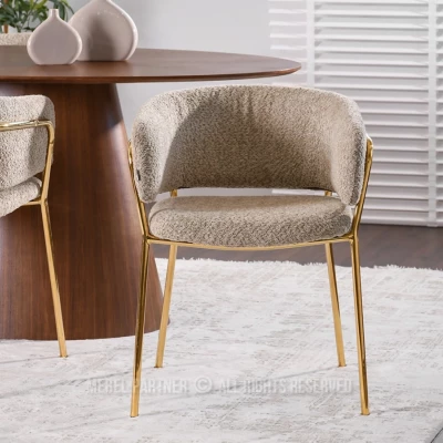 ANGELI Polsterstuhl für Esszimmer – Dunkelbeige/Gold