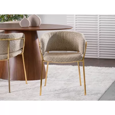ANGELI Polsterstuhl für Esszimmer – Dunkelbeige/Gold