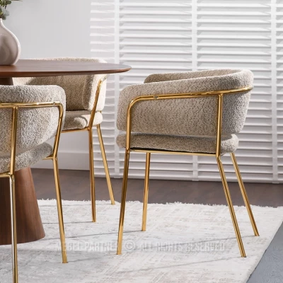 ANGELI Polsterstuhl für Esszimmer – Dunkelbeige/Gold
