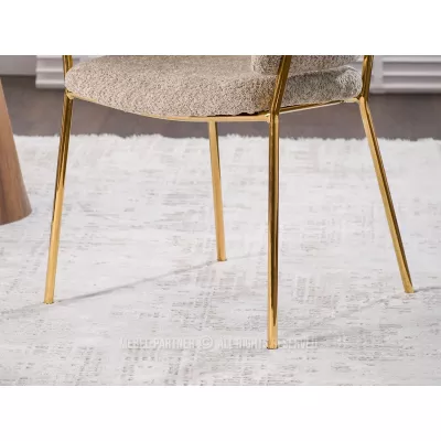 ANGELI Polsterstuhl für Esszimmer – Dunkelbeige/Gold