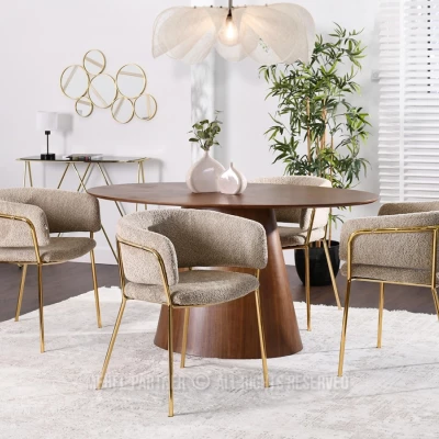 ANGELI Polsterstuhl für Esszimmer – Dunkelbeige/Gold