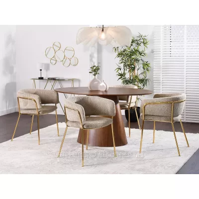 ANGELI Polsterstuhl für Esszimmer – Dunkelbeige/Gold