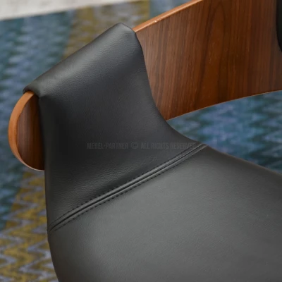 Designer Esszimmerstuhl JOYA - Walnuss / schwarzes Öko-Leder