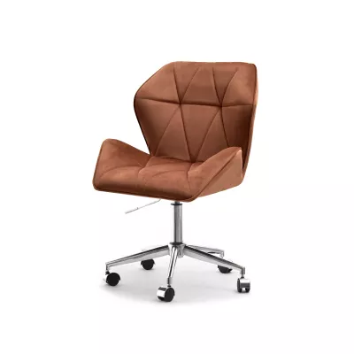 Drehbarer Polsterstuhl SALIHA – Kupfer/Chrom