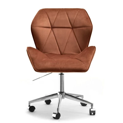 Drehbarer Polsterstuhl SALIHA – Kupfer/Chrom