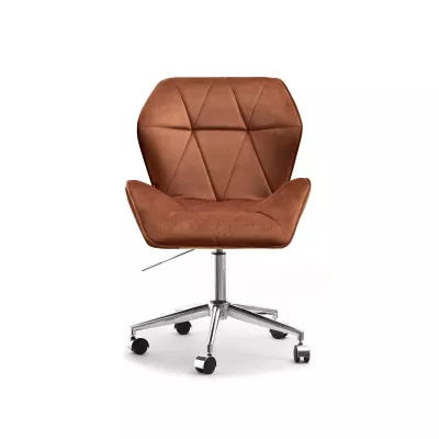 Drehbarer Polsterstuhl SALIHA – Kupfer/Chrom