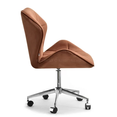 Drehbarer Polsterstuhl SALIHA – Kupfer/Chrom