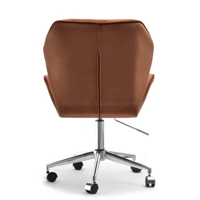 Drehbarer Polsterstuhl SALIHA – Kupfer/Chrom