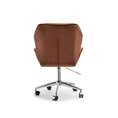 Drehbarer Polsterstuhl SALIHA – Kupfer/Chrom