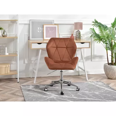 Drehbarer Polsterstuhl SALIHA – Kupfer/Chrom