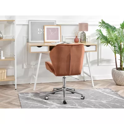 Drehbarer Polsterstuhl SALIHA – Kupfer/Chrom
