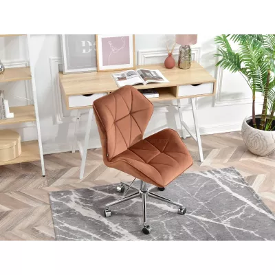 Drehbarer Polsterstuhl SALIHA – Kupfer/Chrom