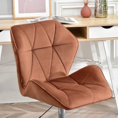 Drehbarer Polsterstuhl SALIHA – Kupfer/Chrom