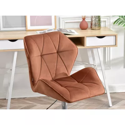 Drehbarer Polsterstuhl SALIHA – Kupfer/Chrom