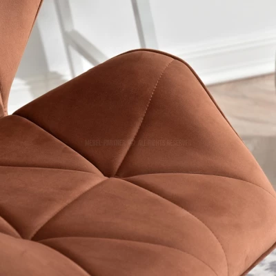 Drehbarer Polsterstuhl SALIHA – Kupfer/Chrom