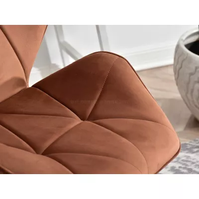 Drehbarer Polsterstuhl SALIHA – Kupfer/Chrom