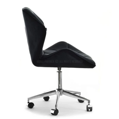 Drehbarer Polsterstuhl SALIHA – schwarz/chrom