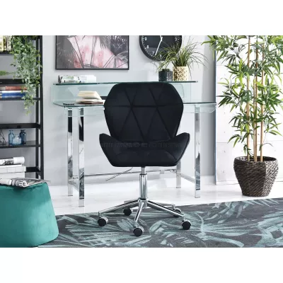 Drehbarer Polsterstuhl SALIHA – schwarz/chrom