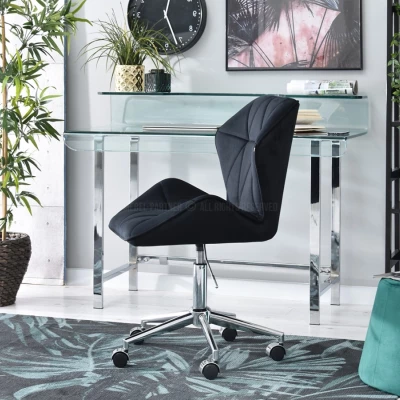 Drehbarer Polsterstuhl SALIHA – schwarz/chrom