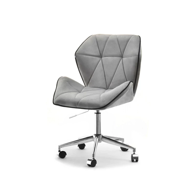 Drehbarer Polsterstuhl SALIHA – Hellgrau/Chrom