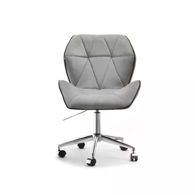 Drehbarer Polsterstuhl SALIHA – Hellgrau/Chrom